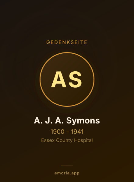 Gedenkportrait von A. J. A. Symons