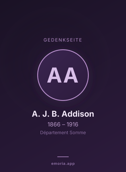 Gedenkportrait von A. J. B. Addison