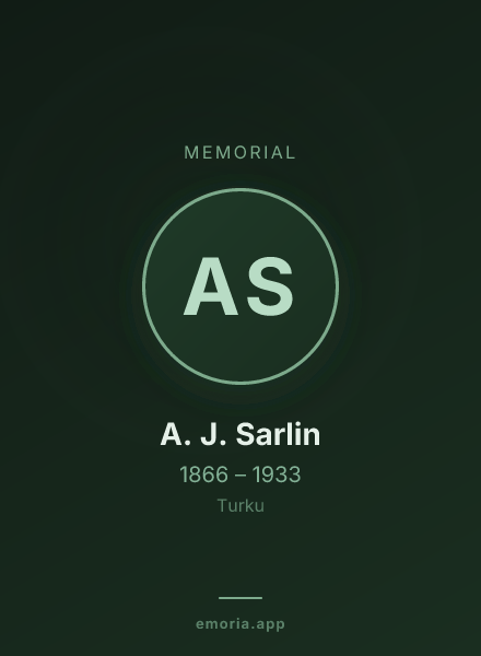 Memorial portrait of A. J. Sarlin