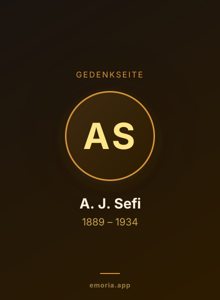 Gedenkportrait von A. J. Sefi