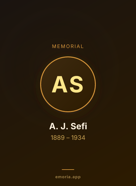 Memorial portrait of A. J. Sefi