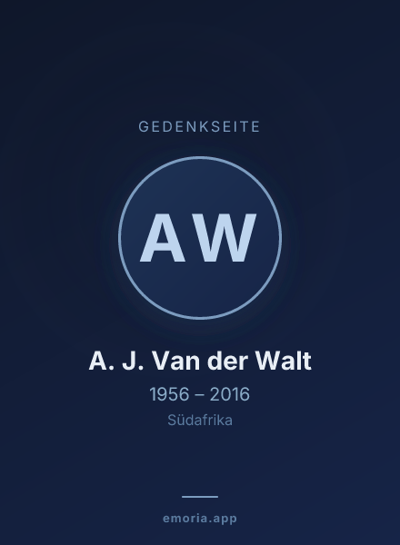 Gedenkportrait von A. J. Van der Walt