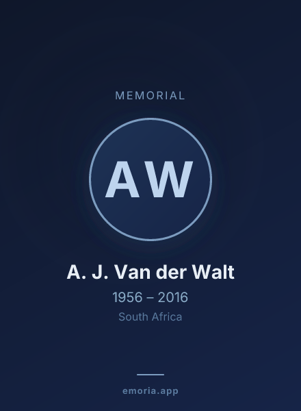 Memorial portrait of A. J. Van der Walt
