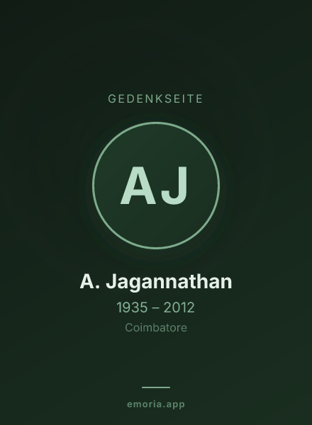 Gedenkportrait von A. Jagannathan