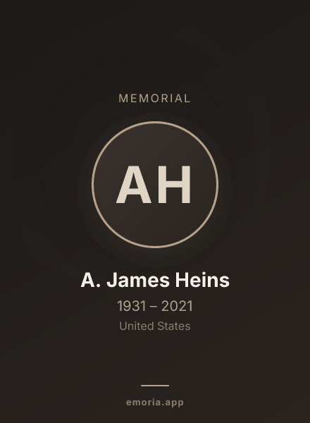Memorial portrait of A. James Heins