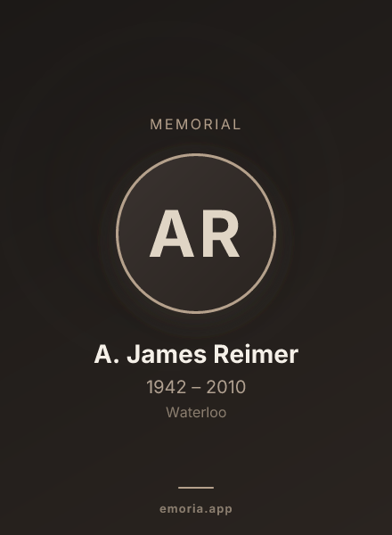 Memorial portrait of A. James Reimer
