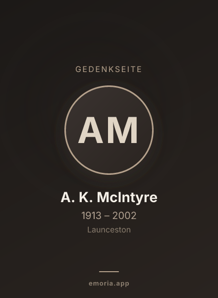 Gedenkportrait von A. K. McIntyre