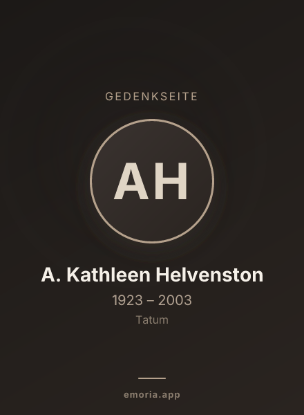 Gedenkportrait von A. Kathleen Helvenston