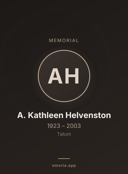 Memorial portrait of A. Kathleen Helvenston