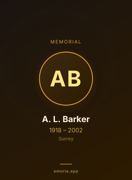 Memorial portrait of A. L. Barker