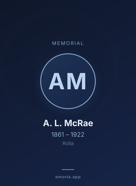 Memorial portrait of A. L. McRae