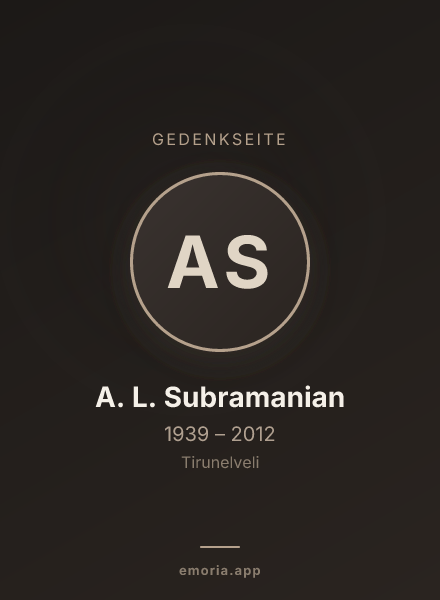 Gedenkportrait von A. L. Subramanian