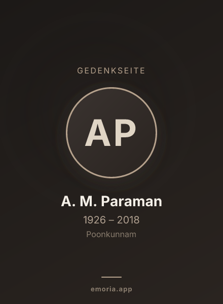 Gedenkportrait von A. M. Paraman