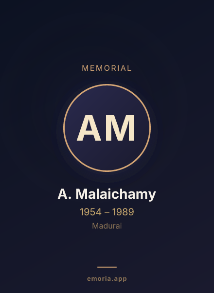 Memorial portrait of A. Malaichamy