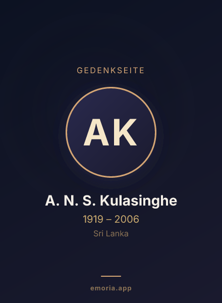 Gedenkportrait von A. N. S. Kulasinghe