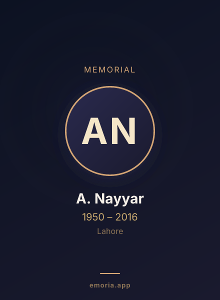 Memorial portrait of A. Nayyar