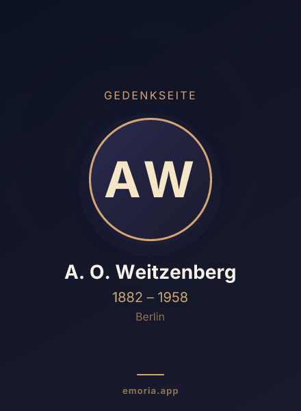 Gedenkportrait von A. O. Weitzenberg