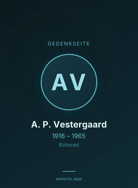 Gedenkportrait von A. P. Vestergaard
