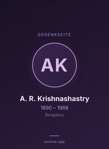 Gedenkportrait von A. R. Krishnashastry