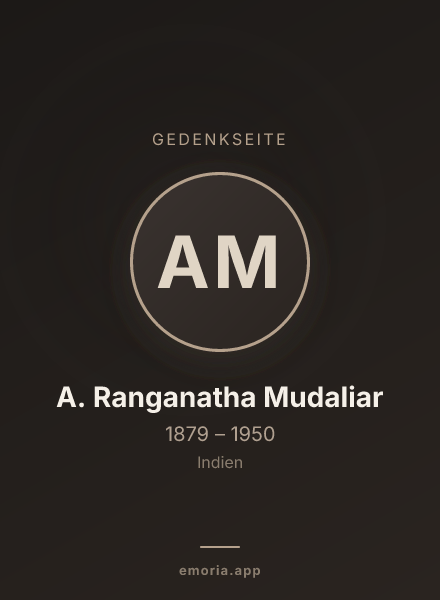 Gedenkportrait von A. Ranganatha Mudaliar