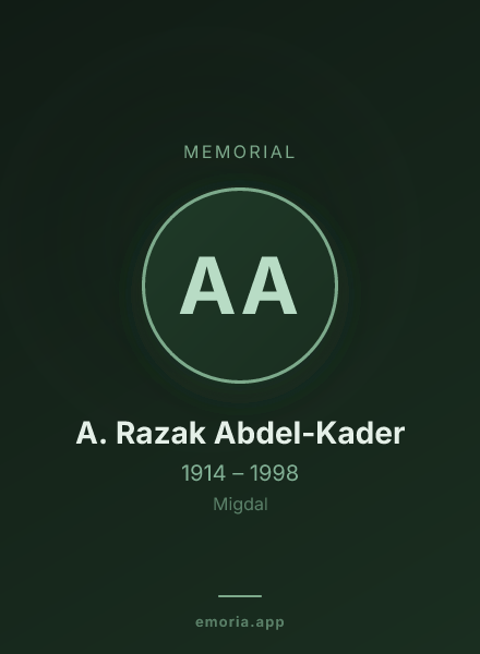 Memorial portrait of A. Razak Abdel-Kader