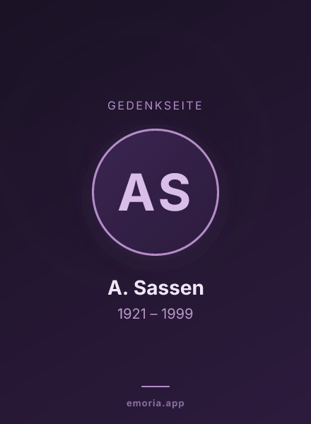 Gedenkportrait von A. Sassen