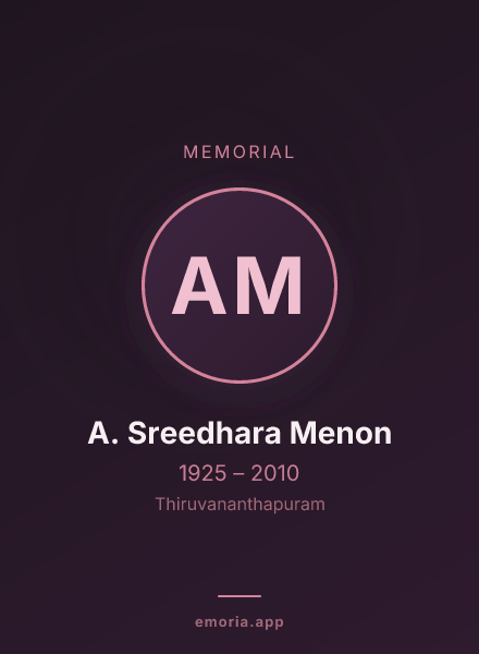 Memorial portrait of A. Sreedhara Menon
