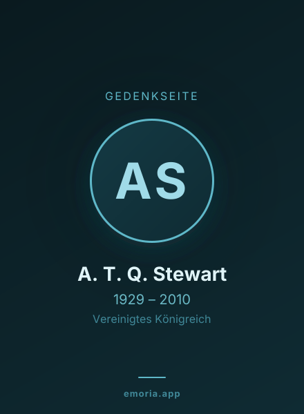 Gedenkportrait von A. T. Q. Stewart