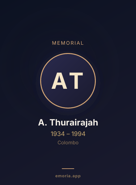 Memorial portrait of A. Thurairajah