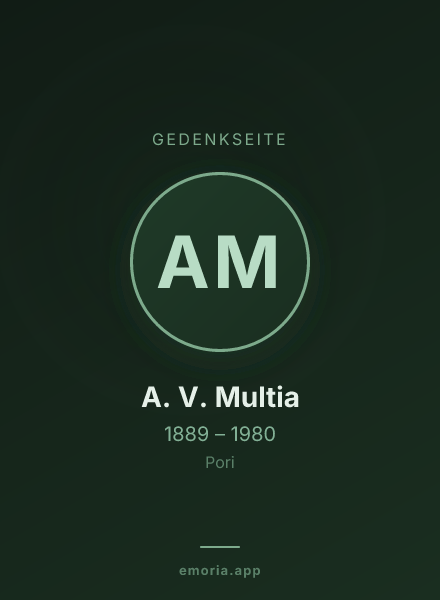 Gedenkportrait von A. V. Multia