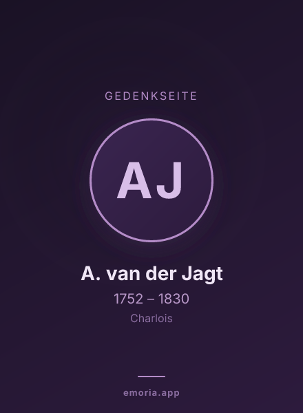 Gedenkportrait von A. van der Jagt
