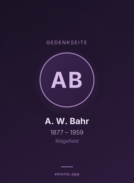 Gedenkportrait von A. W. Bahr