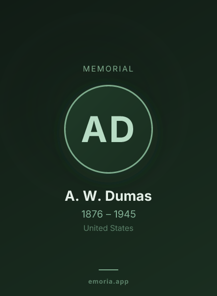 Memorial portrait of A. W. Dumas