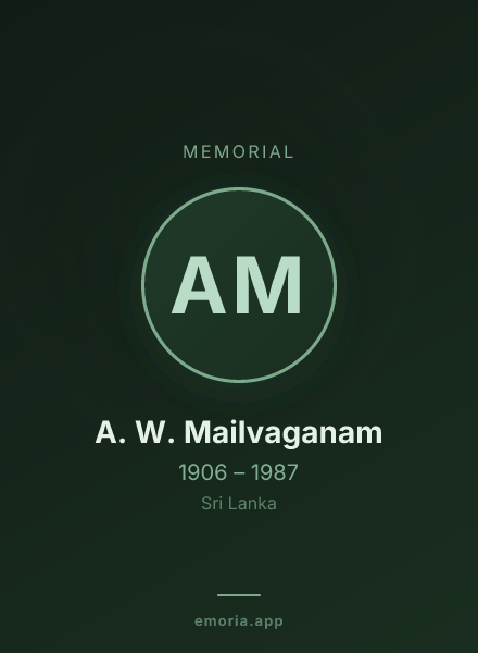 Memorial portrait of A. W. Mailvaganam
