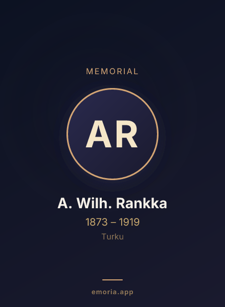 Memorial portrait of A. Wilh. Rankka