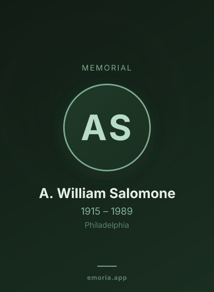Memorial portrait of A. William Salomone