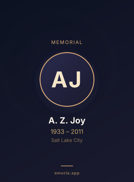 Memorial portrait of A. Z. Joy