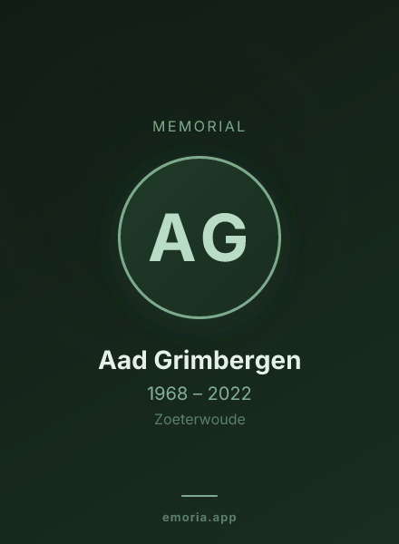 Memorial portrait of Aad Grimbergen
