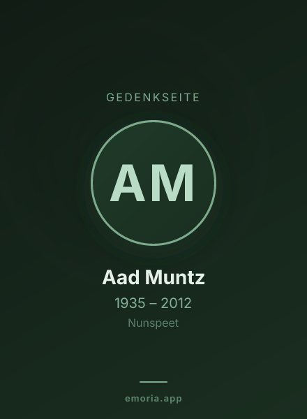 Gedenkportrait von Aad Muntz