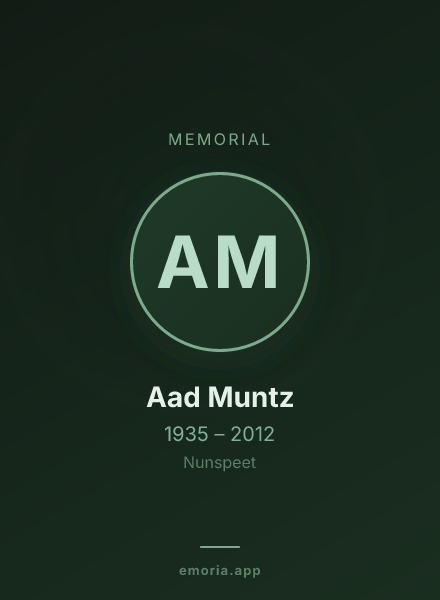 Memorial portrait of Aad Muntz