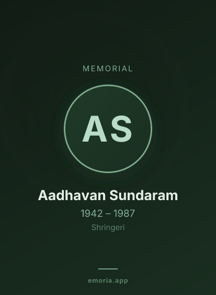 Memorial portrait of Aadhavan Sundaram