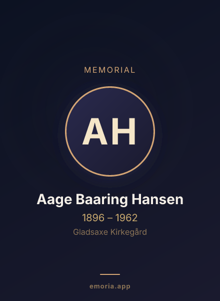 Memorial portrait of Aage Baaring Hansen