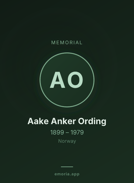 Memorial portrait of Aake Anker Ording