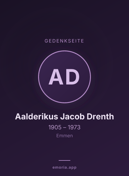 Gedenkportrait von Aalderikus Jacob Drenth