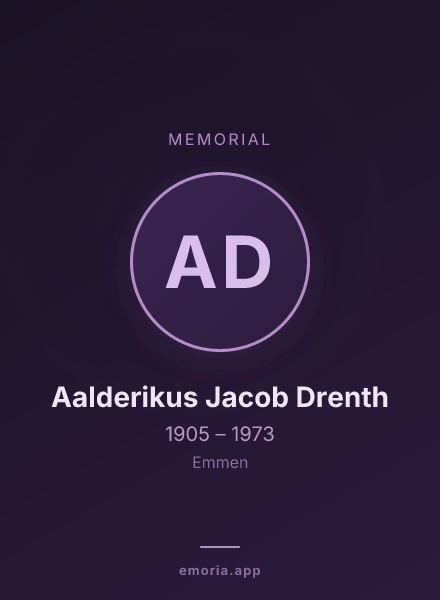 Memorial portrait of Aalderikus Jacob Drenth