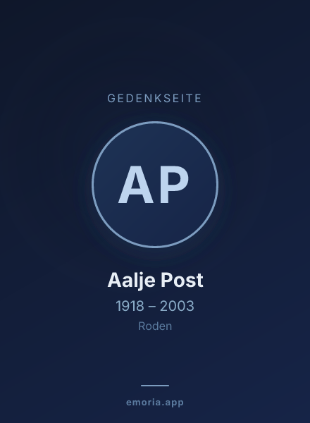 Gedenkportrait von Aalje Post