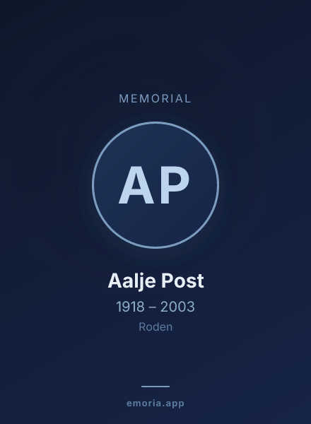 Memorial portrait of Aalje Post
