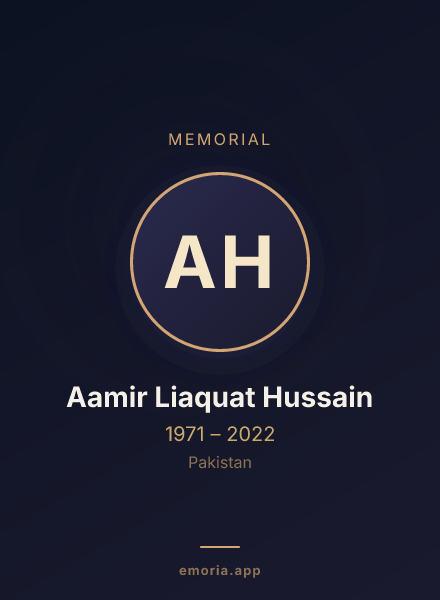 Memorial portrait of Aamir Liaquat Hussain