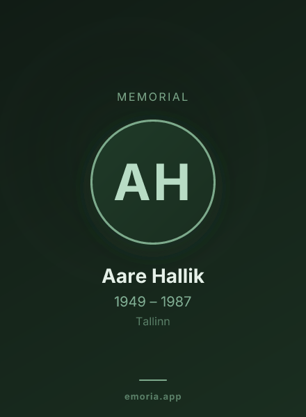 Memorial portrait of Aare Hallik
