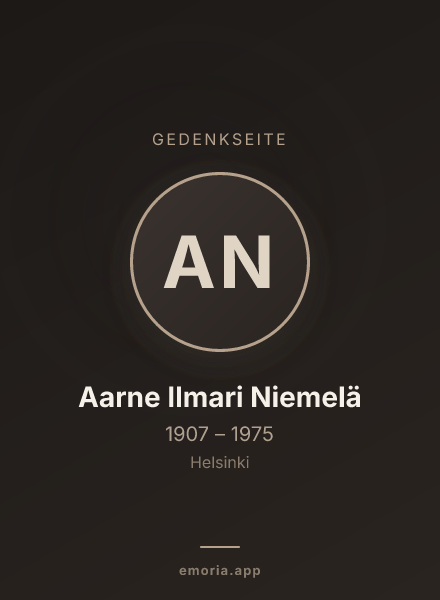 Gedenkportrait von Aarne Ilmari Niemelä